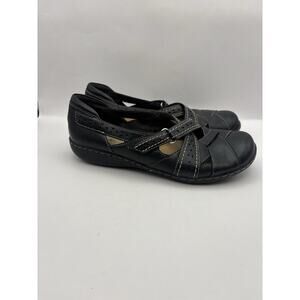 Clarks Ashland Spin Q Black Leather Loafers Women Size 8